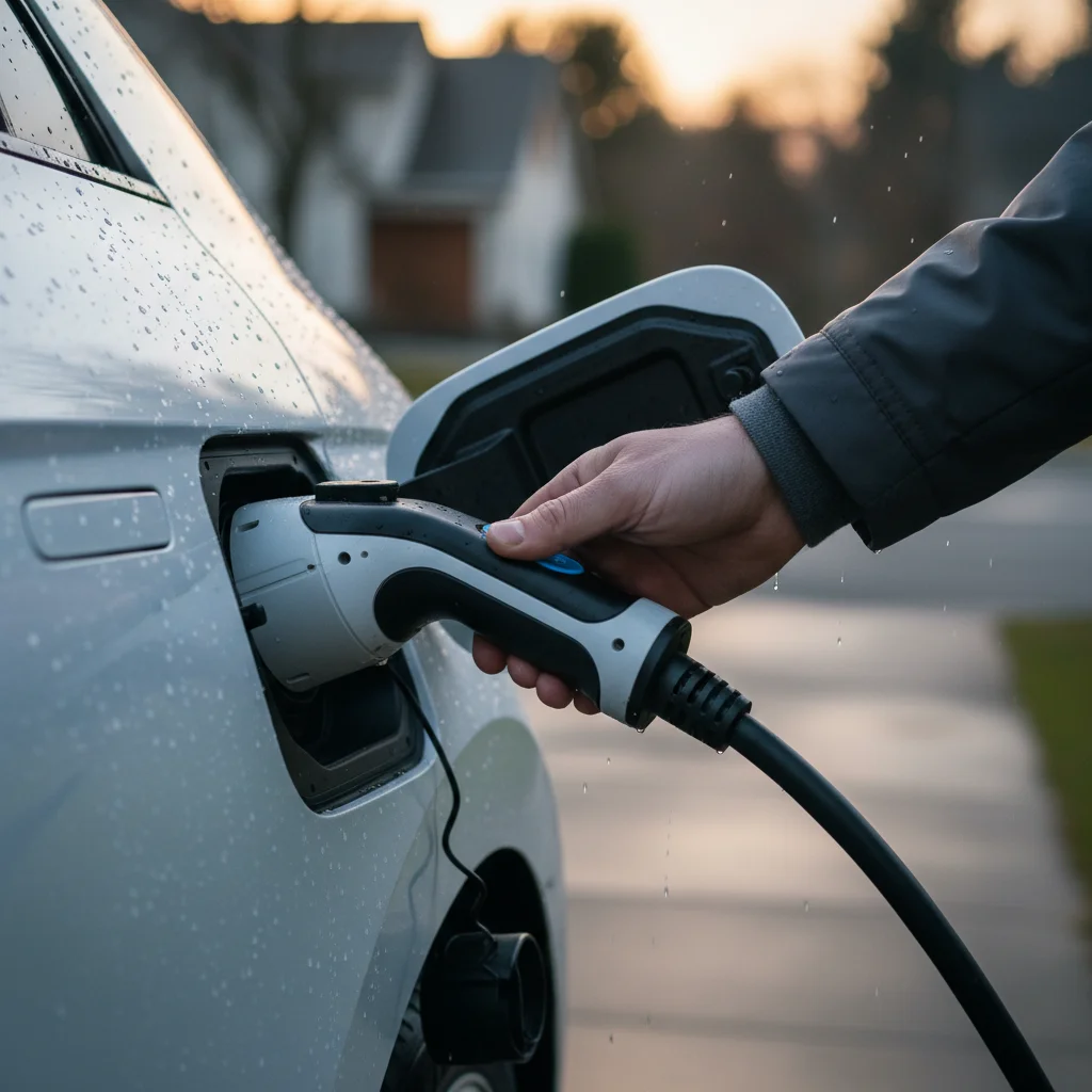 Driver's hand on a CCS plug that will not leave a Hyundai Ioniq 5 port
